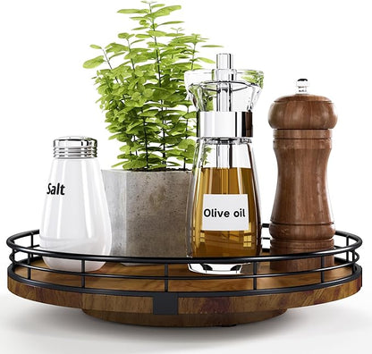 Farmhouse Oak 10" Lazy Susan Turntable Organizer by AMH