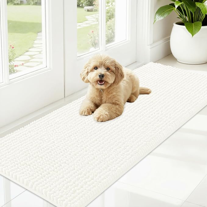 OLANLY Dog Door Mat for Muddy Paws 59x20, Ultra Absorbent Chenille Mud Doormat by OLANLY