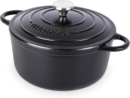 Cast Iron Pot with Lid – Non-Stick Ovenproof Enamelled Casserole Pot, Oven Safe by Nuovva