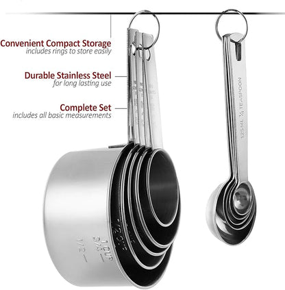 Stainless Steel Measuring Cups And Measuring Spoons 10-Piece Set, 5 Cups And 5 - Image 7
