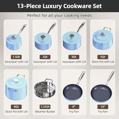 Nuwave Lux 13pc Forged Lightweight Cookware Set PFAS Free, Healthy G10 Duralon - Image 7