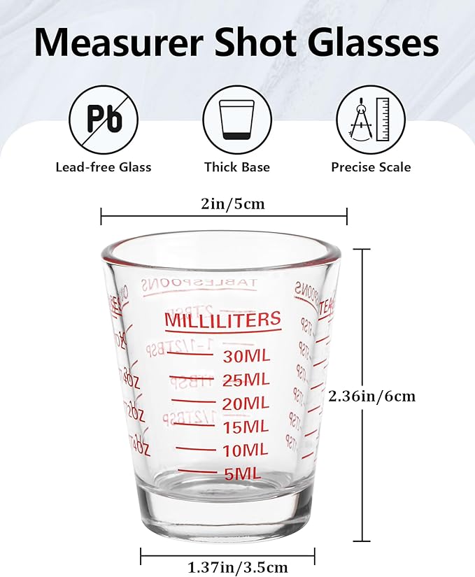 SAIAOKJ Shot Glasses Measuring Cup Set 6 Pack Espresso Shot Glasses Liquid - Image 2