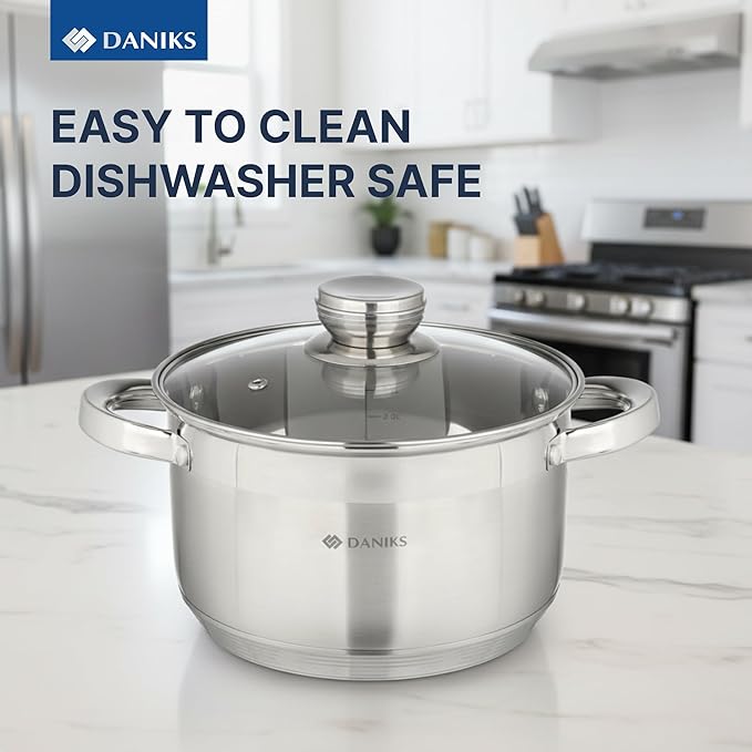 Daniks Standard 4 Quart Stainless Steel Stock Pot - Image 7