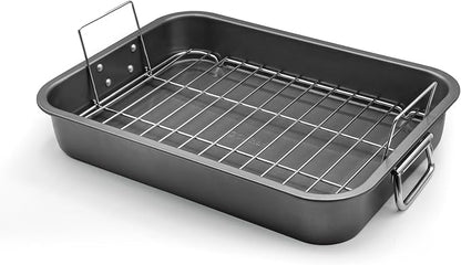 Large Roasting Pan With Rack 12” X 16” by Unknown