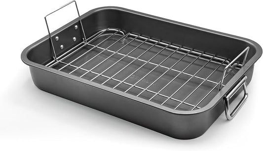 Large Roasting Pan With Rack 12” X 16” by Unknown