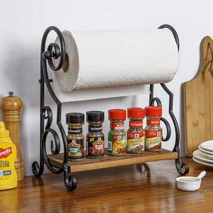MyGift Black Metal Countertop Paper Towel Holder - Image 2