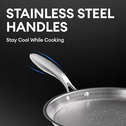 COOKER KING 12-Inch Stainless Steel Pan, Hybrid Nonstick Frying Pan, 3-Ply Clad - Image 7