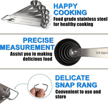 Measuring Spoons, Premium Heavy Duty Stainless Steel Measuring Spoons Cups Set - Image 3