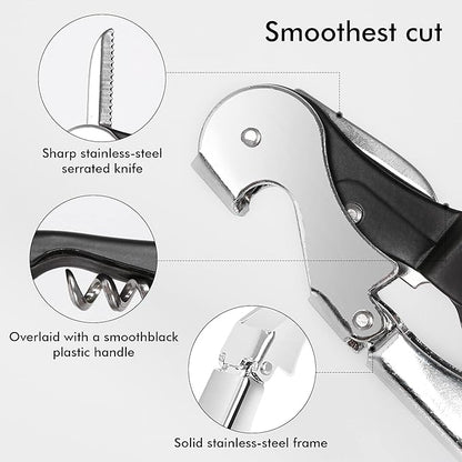 Professional Waiter Corkscrew Wine Openers Set, Heavy Duty Stainless Steel - Image 5