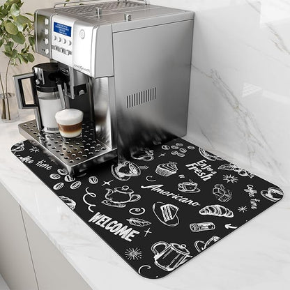 AMOAMI Coffee Mat Hide Stain Rubber Backed Absorbent Dish Drying Mat by AMOAMI