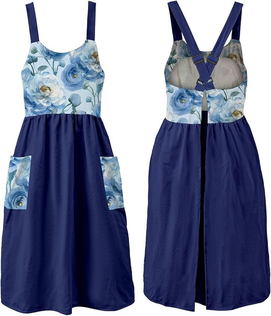 Uaussi Cotton Linen Apron Cross Back Work Apron by Uaussi