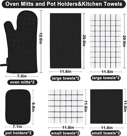 Oven Mitts Kitchen Towels and Dishcloths Pot Holders Sets, Oven Gloves Kitchen - Image 2