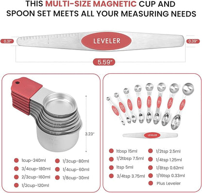 Magnetic Measuring Cups and Spoons Set-Heavy Duty 304 Stainless Steel，Double - Image 6