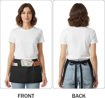 BOHARERS Cotton Server Aprons 3 Pack Waiter Waitress Apron Short Apron - Image 4
