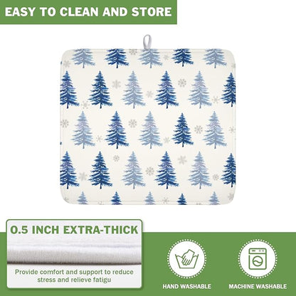 Winter Dish Drying Mat 16 x 18 Inch Blue Tree Dish Drying Pad Absorbent - Image 5