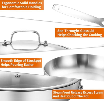 DELARLO Tri-Ply Stainless Steel 8 inch Frying Pan - Image 4