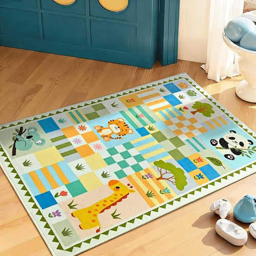 2×3 Small Green Area Rug for Kids Bedroom, Washable Entryway Rug Non Slip by Snoffic
