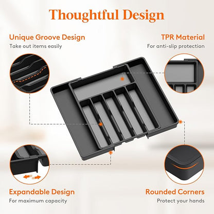 Lifewit Silverware Drawer Organizer, Expandable Utensil Tray - Image 2