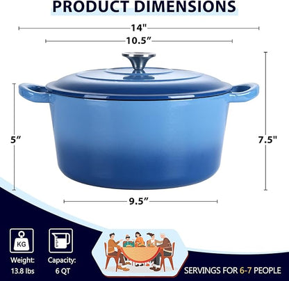 E-far 6 Quart Enameled Cast Iron Dutch Oven - Image 2