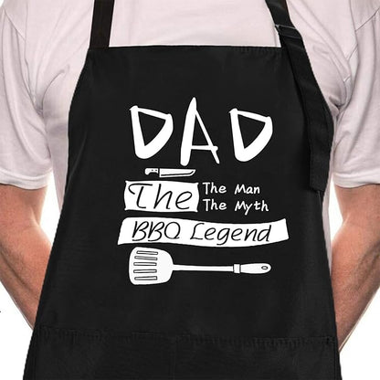 Rosoz Funny Black Chef Aprons for Men, Dad BBQ Legend, Adjustable Kitchen by Rosoz