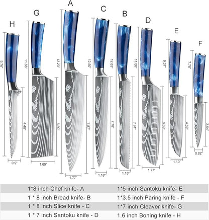 Dfito Chef Knife Sets with Roll Bag, 9 Pieces Professional Knife Set, High - Image 5