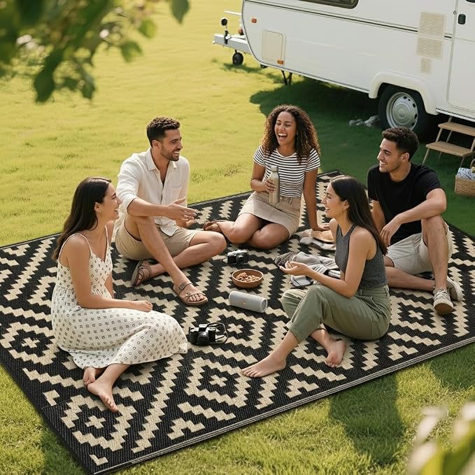 RURALITY Outdoor Rugs 6x9 Feet for Patios Clearance, Plastic Straw Waterproof - Image 7