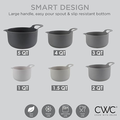 COOK WITH COLOR Nesting Plastic Mixing Bowl Set with Pour Spouts and Handles - Image 7