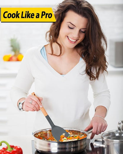 Pack of 4 Silicone Cooking Utensils Set, Non Stick Solid Spatulas and Heat - Image 4