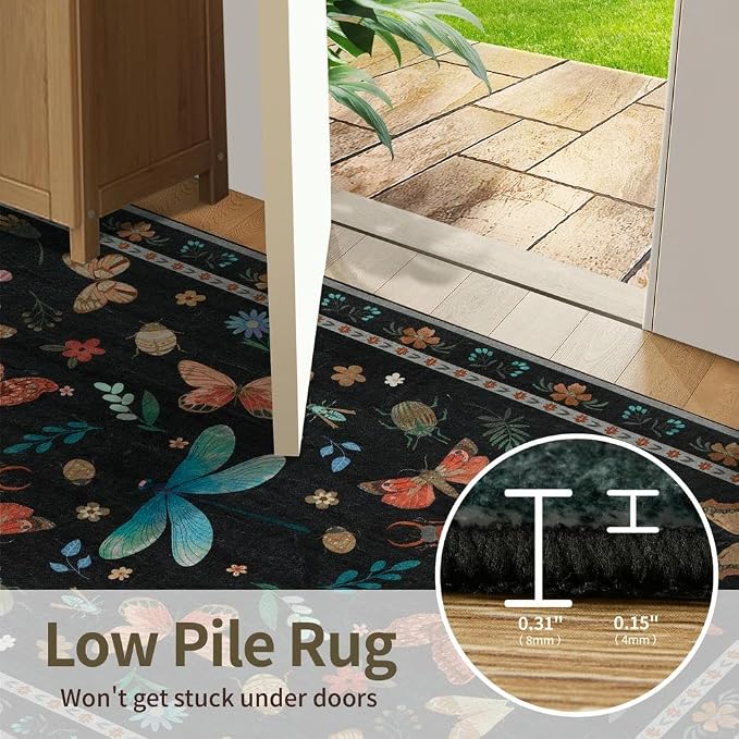 Rugxara 3x5 Rug for Entryway Bedroom, Floral Vintage Retro Boho Throw Rug - Image 6