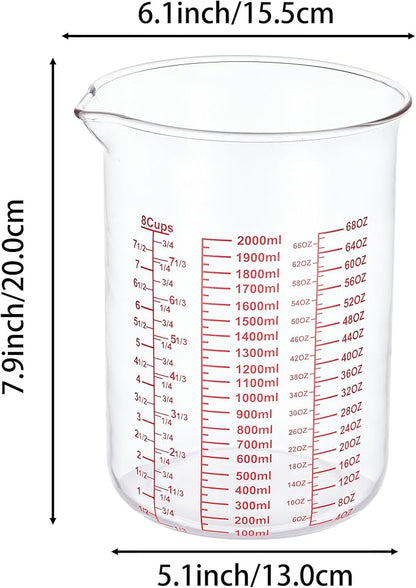 3 Piece Glass Measuring Cup Set, Includes 2-Cup, and 8-Cup High Borosilicate - Image 7