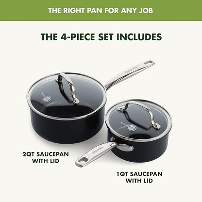 GreenPan Prime Chatham 1QT & 2QT Saucepan Pot Set - Image 3
