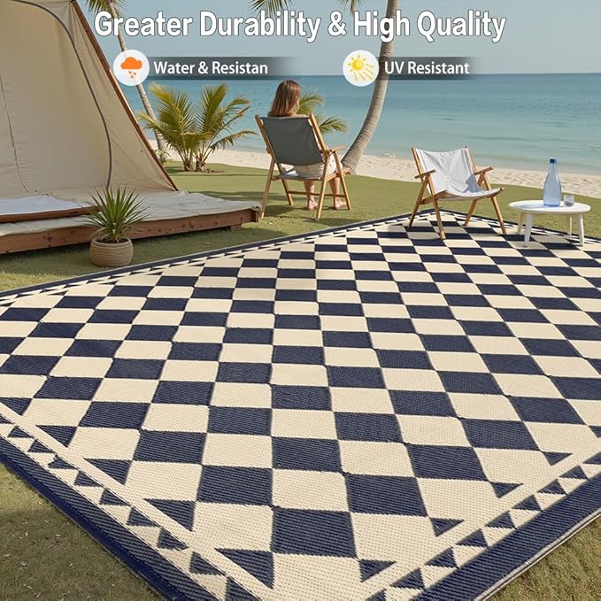 HUGEAR Outdoor Rug for Patios Clearance, Waterproof Mat, Large Outside Carpet - Image 4