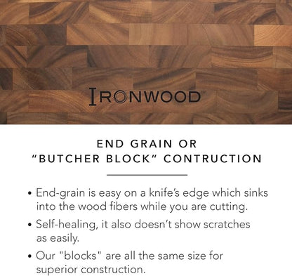 Ironwood Gourmet Large End Grain Prep Station Acacia Wood Cutting Board - Image 8