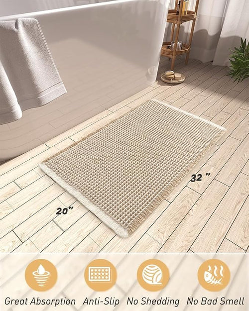 AMOAMI Upgraded Waffle Bath Mat, Super Absorbent Non Slip Bath Mats - Image 2