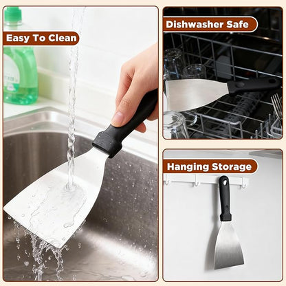 Griddle Scraper，Stainless Steel Grill Scraper, Slant Edge Metal Spatula - Image 6