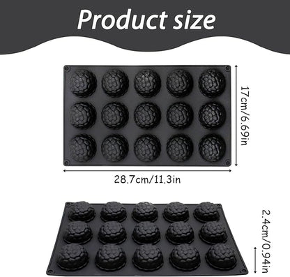 15-Cavity Silicone Baking Mold, Raspberry Shape, 11.3 x 6.69 in, - Image 2