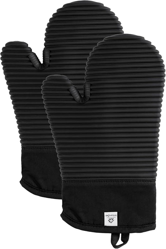 Extra Long Silicone Oven Mitts | Heat Resistant 500°F BPA-Free Food Grade by AH+Artisan+Home