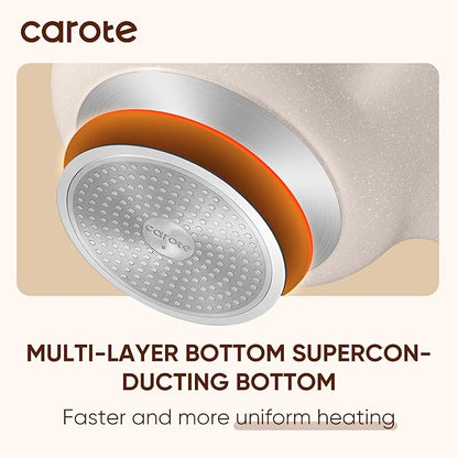 CAROTE Hot Pot with Divider Double Flavor Divided Stockpot with Glass Lid - Image 5