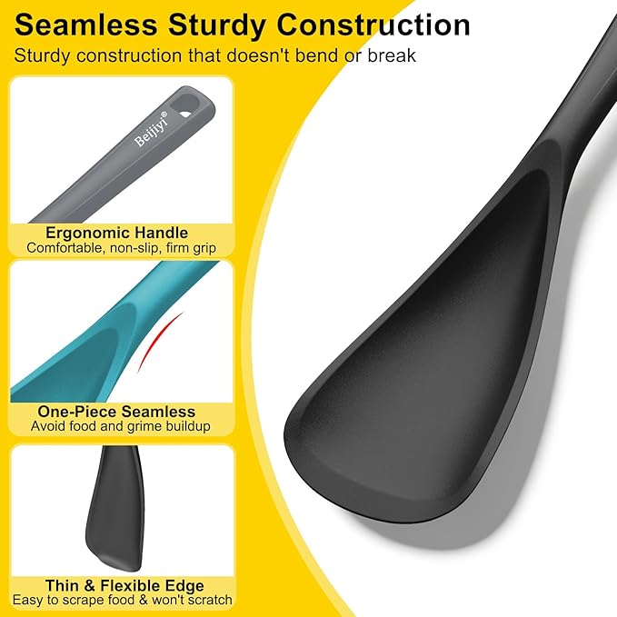 Beijiyi 3 Pack Silicone Cooking Spoons, 12.6 In Multifunction Spatula Spoon - Image 3