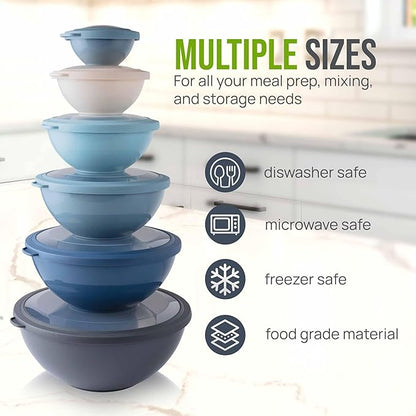 Zulay Kitchen 12 Piece Plastic Mixing Bowls - Image 3