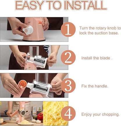 Ourokhome Rotary Cheese Grater Hand Crank, Kitchen Shredder Speed Mandolin - Image 6