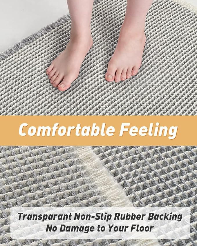 AMOAMI Upgraded Waffle Runner Rug Super Absorbent Non Slip Bath Mats - Image 3