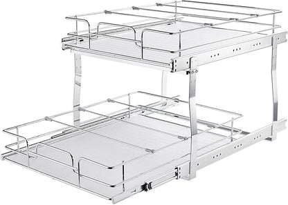 VEVOR 2 Tier 20"Wx21.2"Dx15.2"HPull Out Cabinet Organizer, Heavy Duty Slide Out - Image 9