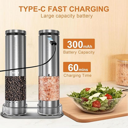 Electric Salt and Pepper Grinder Set Rechargeable, Automatic Salt and Pepper - Image 6