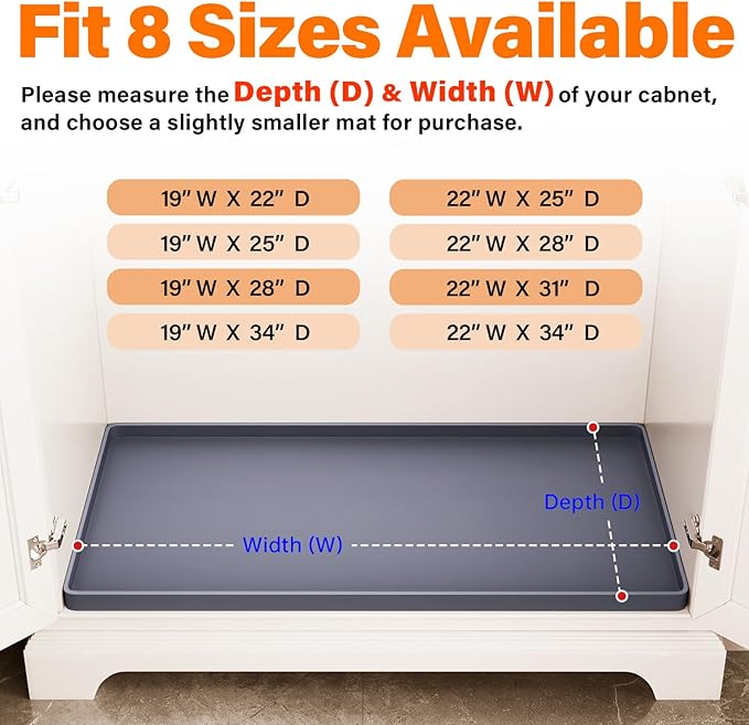 FLATO Waterproof Under Sink Mat 22" x 19" Shelf Liner - Image 5