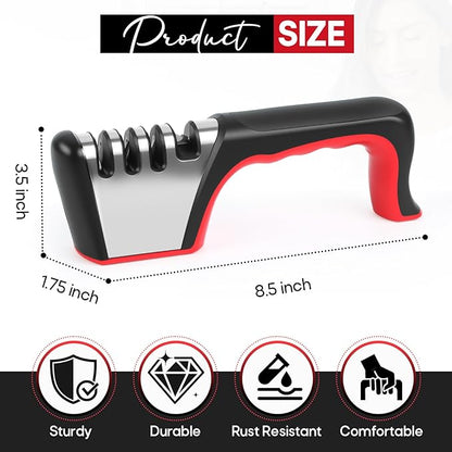 4-in-1 Knife Sharpener, Sturdy Manual Knife Sharpeners - Image 3