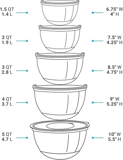 Belwares Mixing Bowls with Lids Set of 5 - Image 3