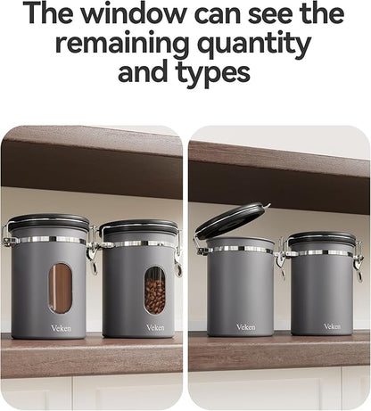 Veken Coffee Canister with Window, Airtight Stainless Steel Kitchen Food - Image 8