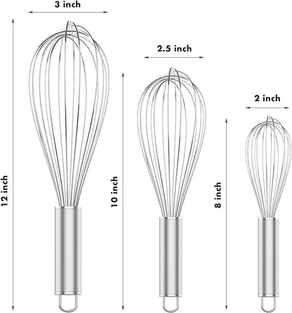 OYV 304 Stainless Steel Whisk Set, Dishwasher Safe Rustproof Metal Whisk - Image 6
