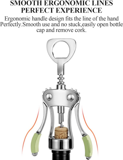 KORCCI Wine Opener, Heavy-Duty Zinc Alloy Wing Corkscrew, Premium Beer Bottle - Image 6
